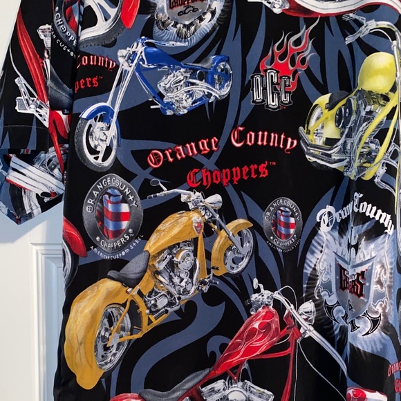 Orange County Choppers Men's Black Graphic Button Down Shirt ❤️ - Picture 3 of 5